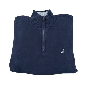 Nautica Men’s XL Navy Quarter-Zip Pullover Cotton Sweater